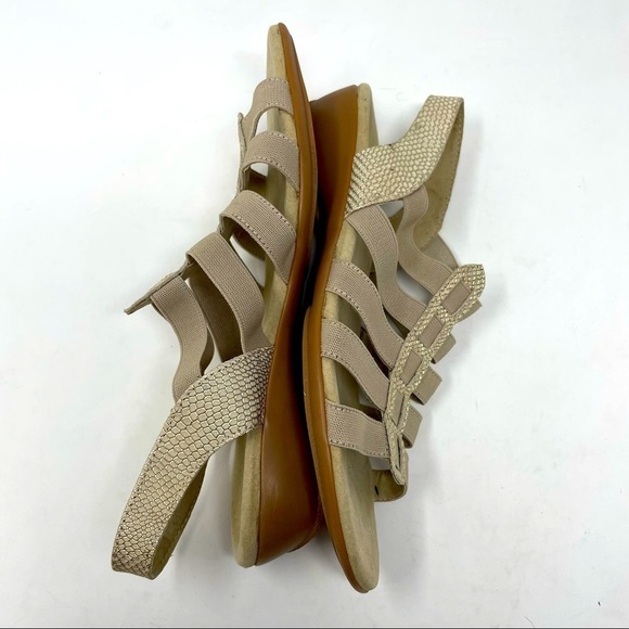 Munro Snakeskin-Look Leather & Elastic Sandals | Size 7.5 - Picture 3 of 10